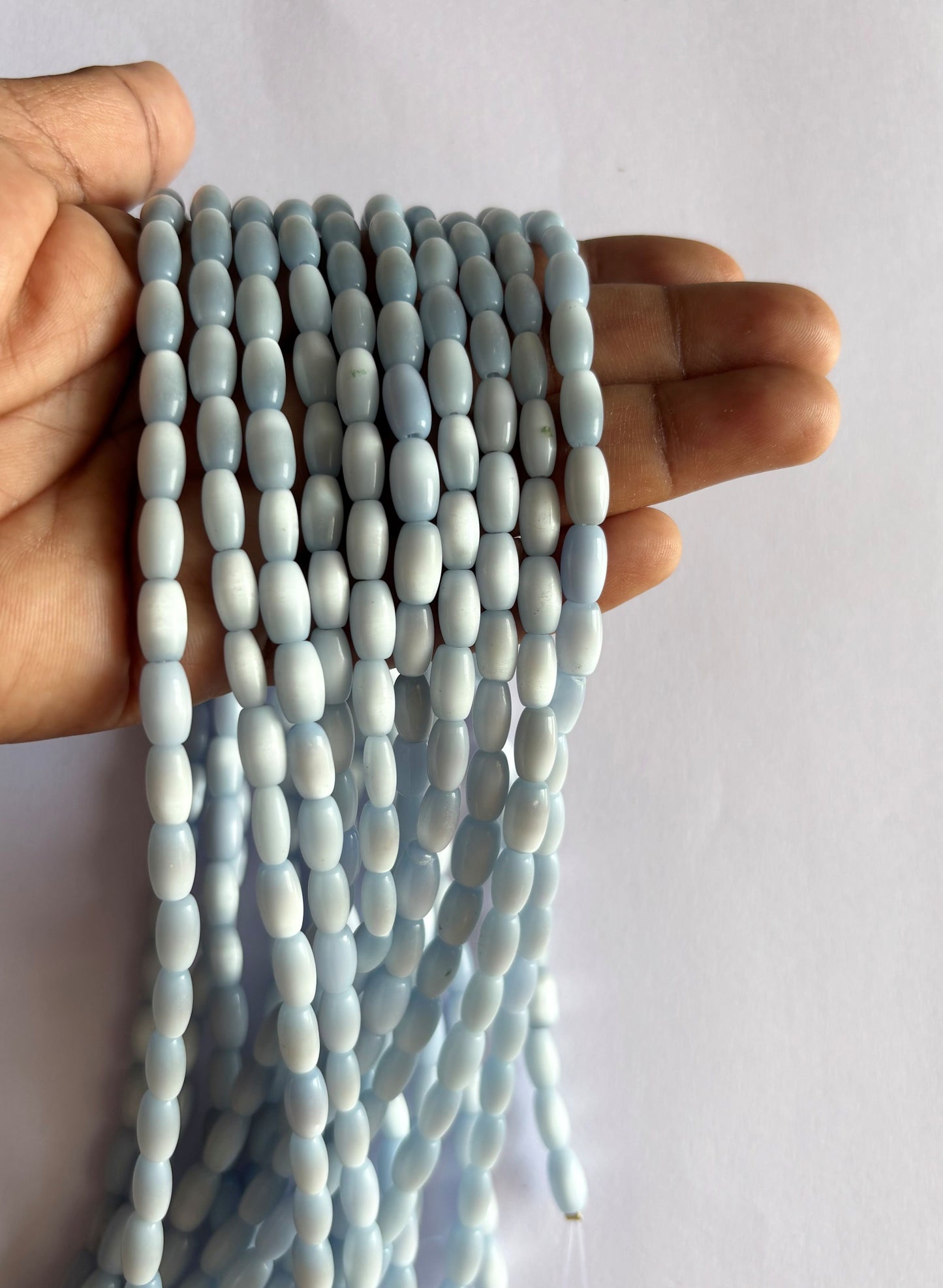 Light Blue Monalisa Oval Beads