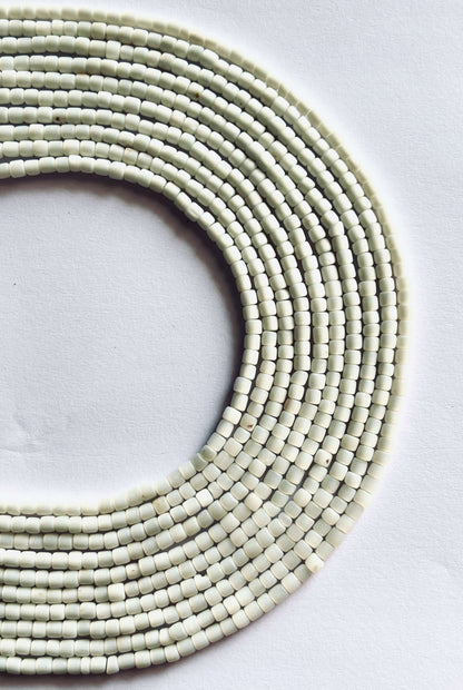 White Square Cube Glass Beads with Matte Satin Finish