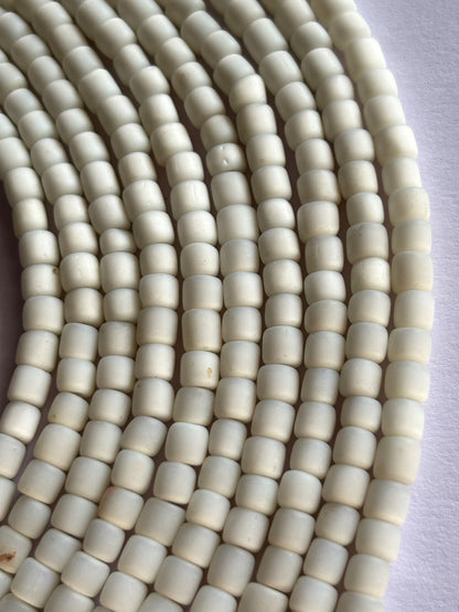 White Square Cube Glass Beads with Matte Satin Finish