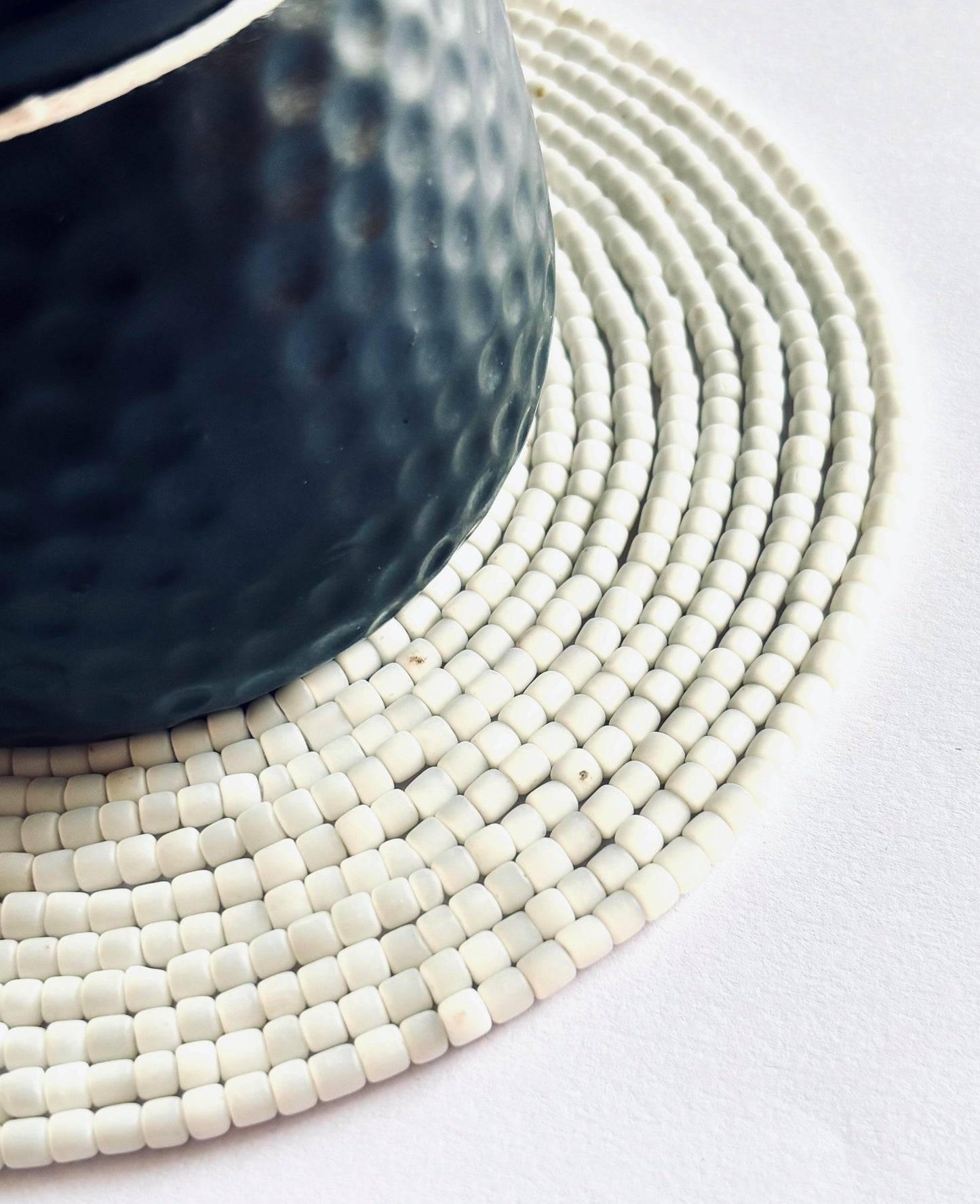 White Square Cube Glass Beads with Matte Satin Finish