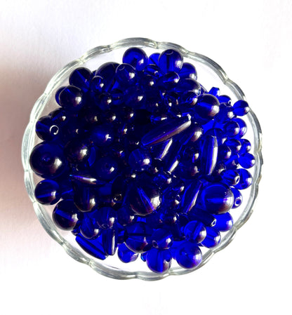 Assorted Cobalt Blue Glass Beads Mix For Jewelry Making