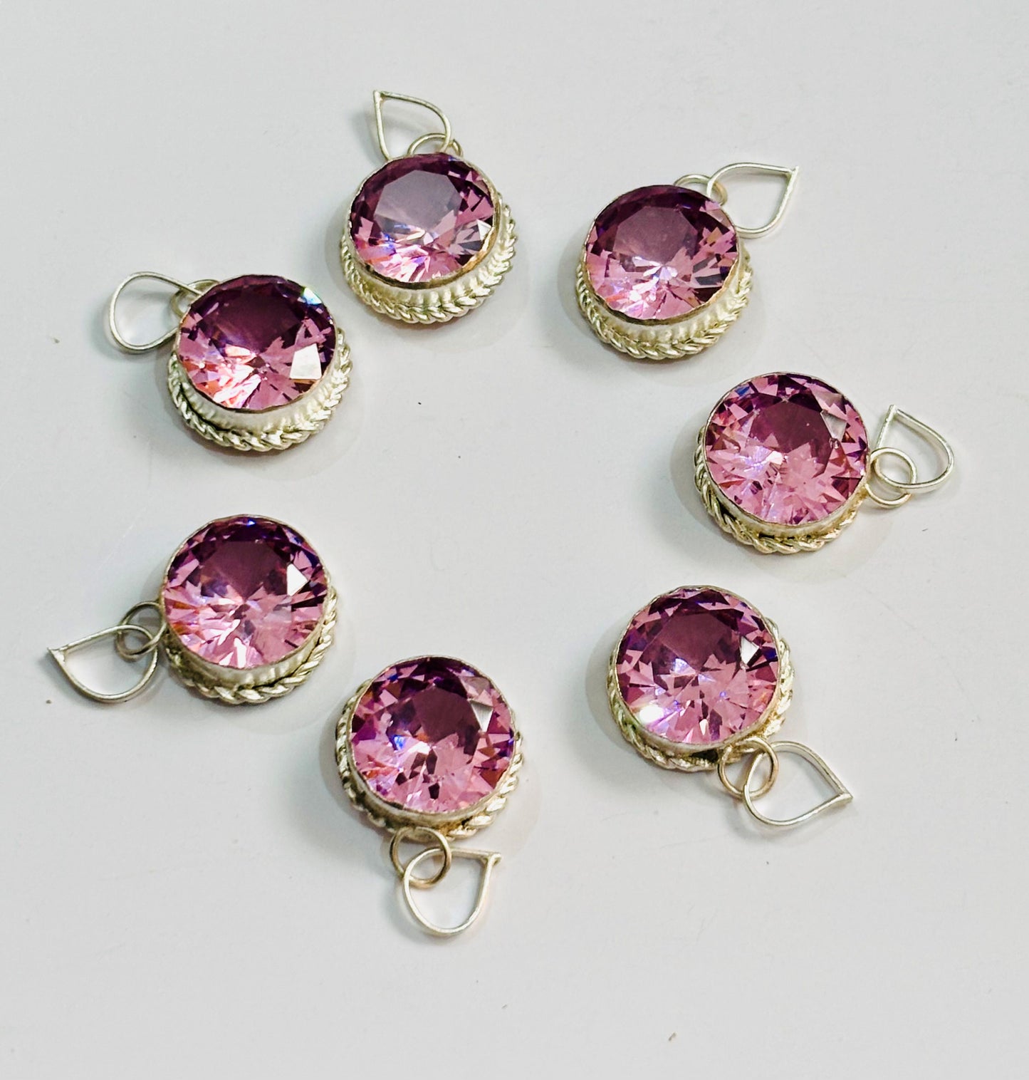 Sparkling Faceted Pink Stone Pendants