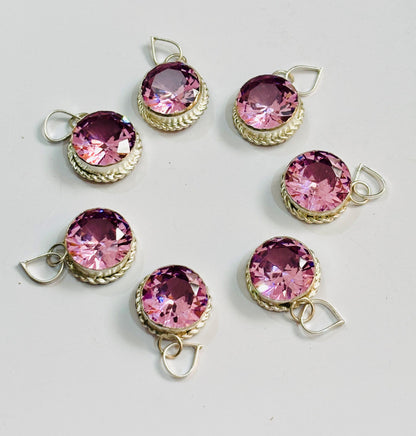 Sparkling Faceted Pink Stone Pendants