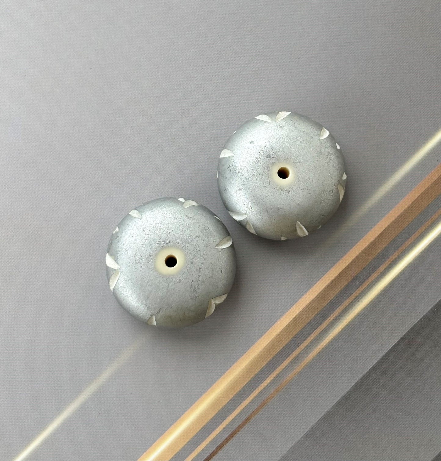 Silver Tone Disc Beads with Hand Carved Pattern for Jewelry Making