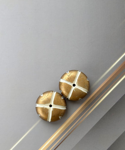 Gold Tone Disc Beads with Hand Carved Pattern for Jewelry Making