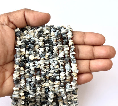 Dendritic Opal Chip Beads - Natural Black and White Gemstone Chips