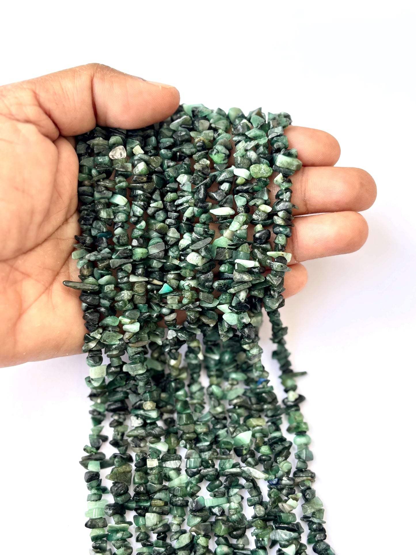 Natural Emerald Chip Beads - Untreated Green Gemstone Chips for Jewelry