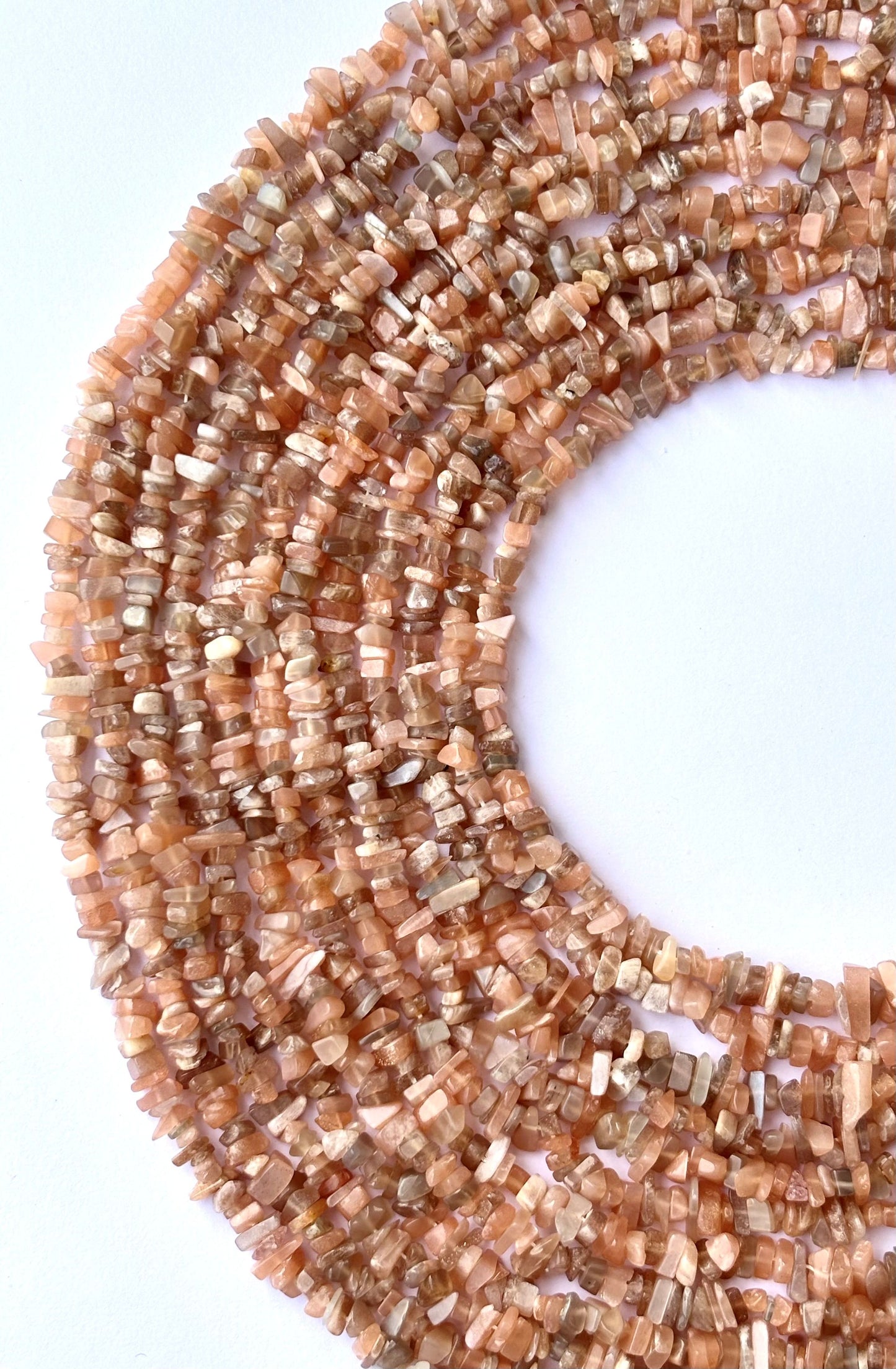Peach Moonstone Chip Beads - Natural Pink and Orange Gemstone Chips