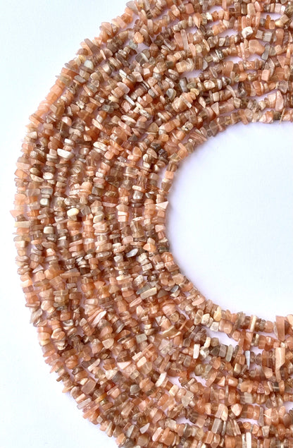 Peach Moonstone Chip Beads - Natural Pink and Orange Gemstone Chips