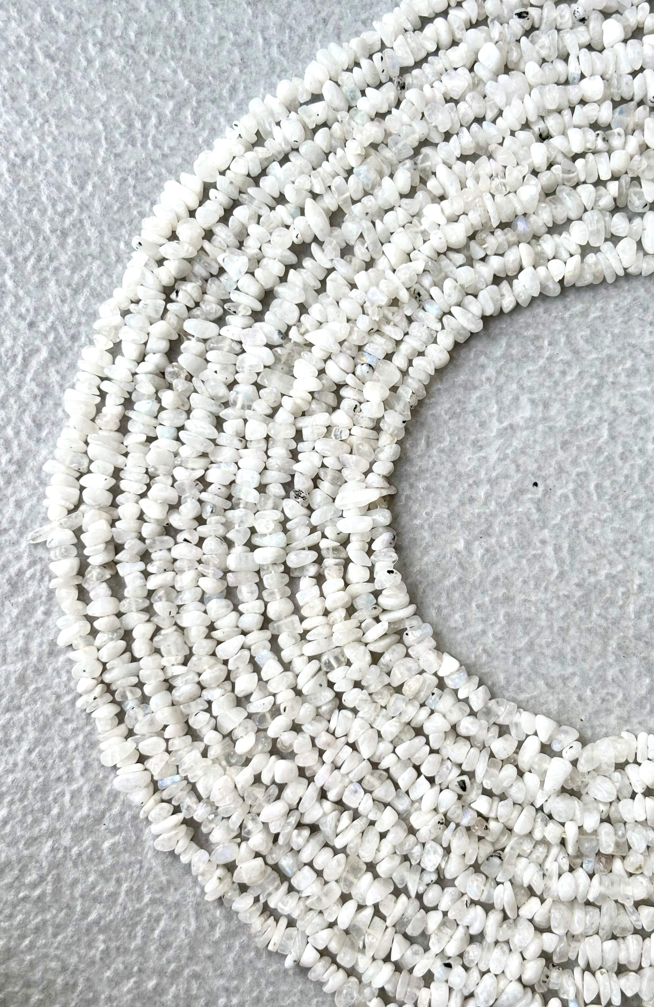 White Rainbow Moonstone Chip Beads - Natural Flashy Gemstone Chips