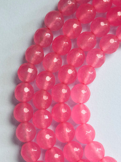 Pink Jade Faceted Round Beads for Jewelry Making