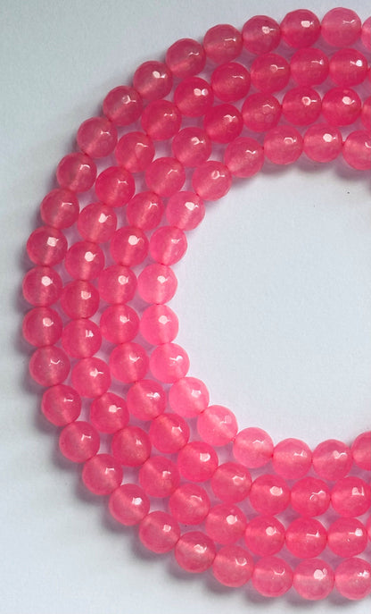 Pink Jade Faceted Round Beads for Jewelry Making