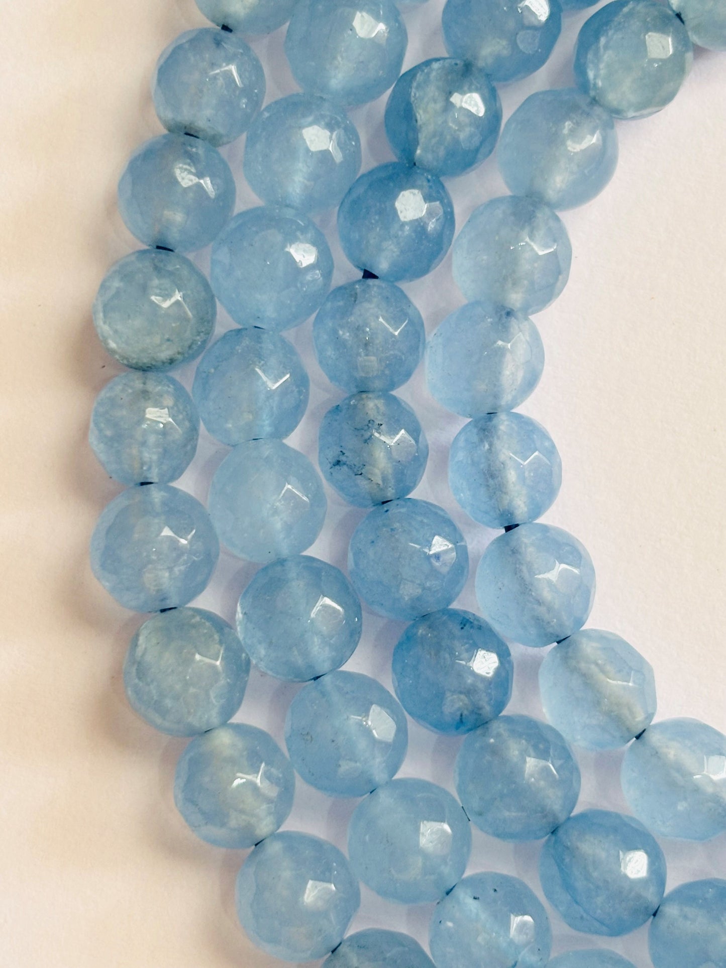 Sky Blue Quartz Faceted Round Beads for Jewelry Making