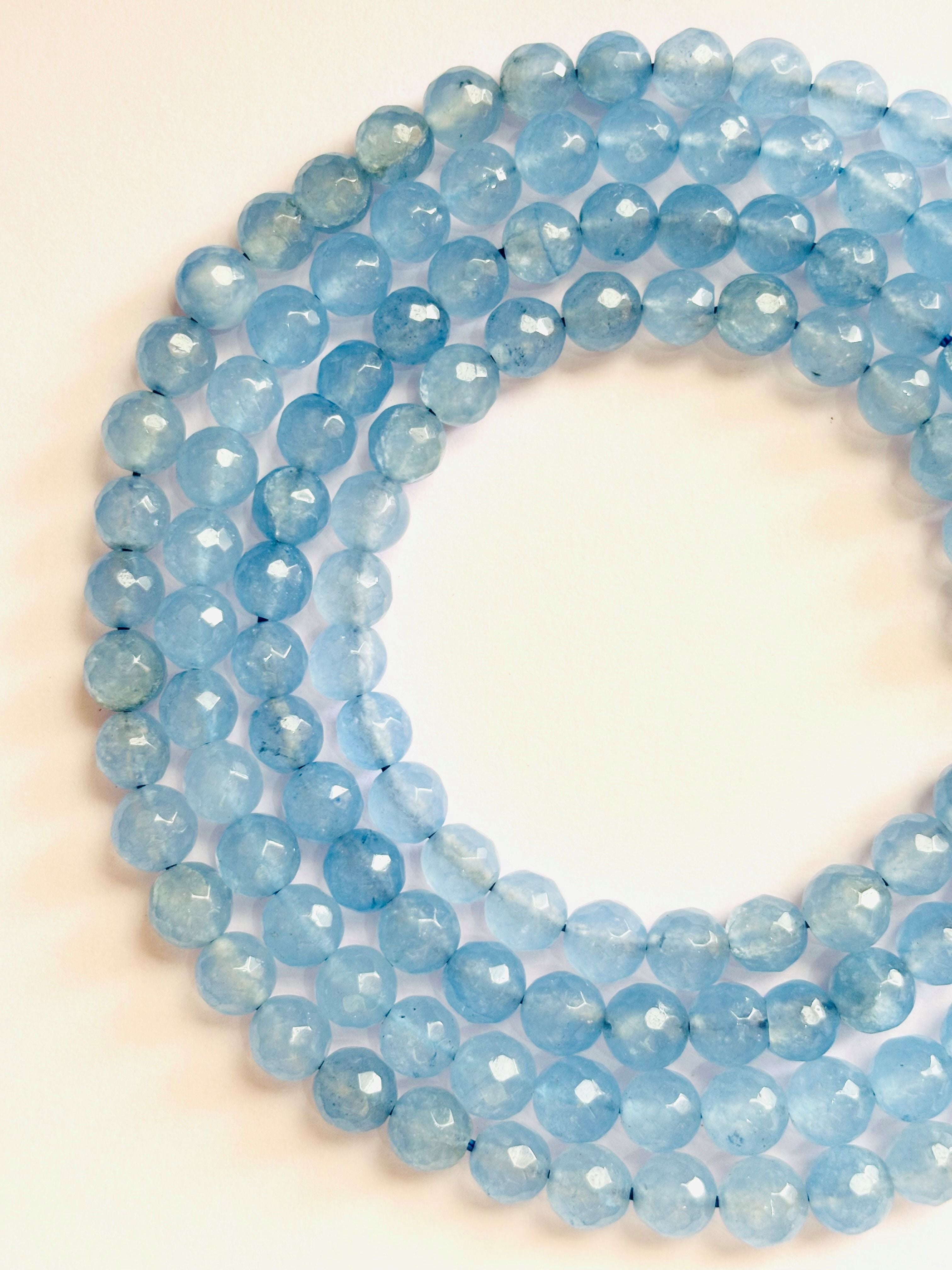 Sky Blue Quartz Faceted Round Beads for Jewelry Making