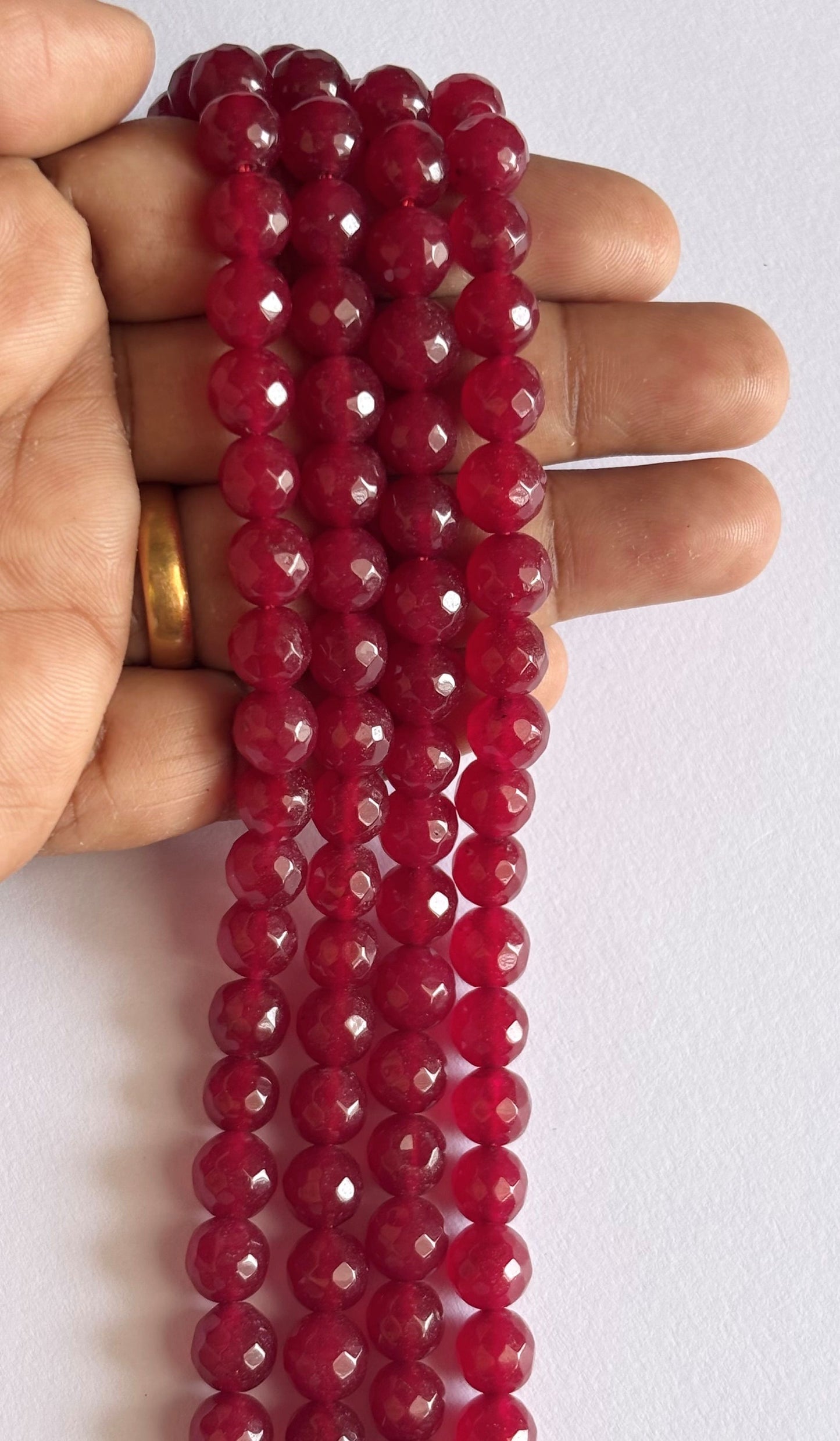Red Agate Faceted Round Beads for Jewelry Making