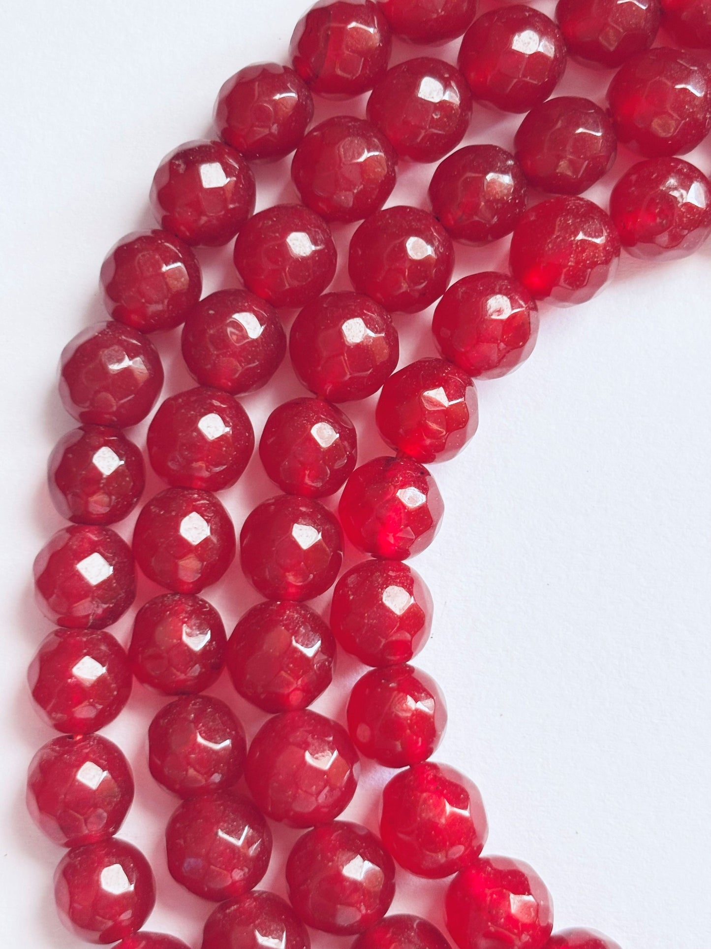 Red Agate Faceted Round Beads for Jewelry Making