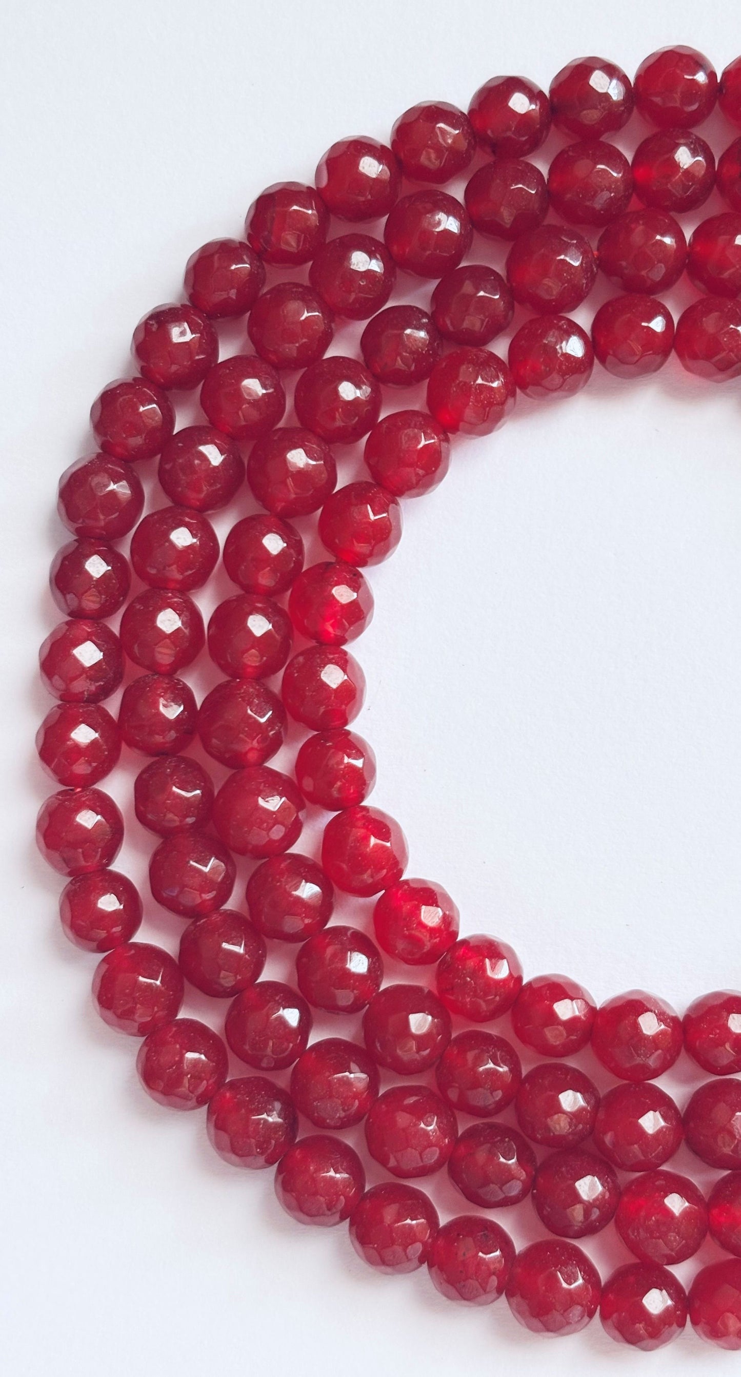 Red Agate Faceted Round Beads for Jewelry Making