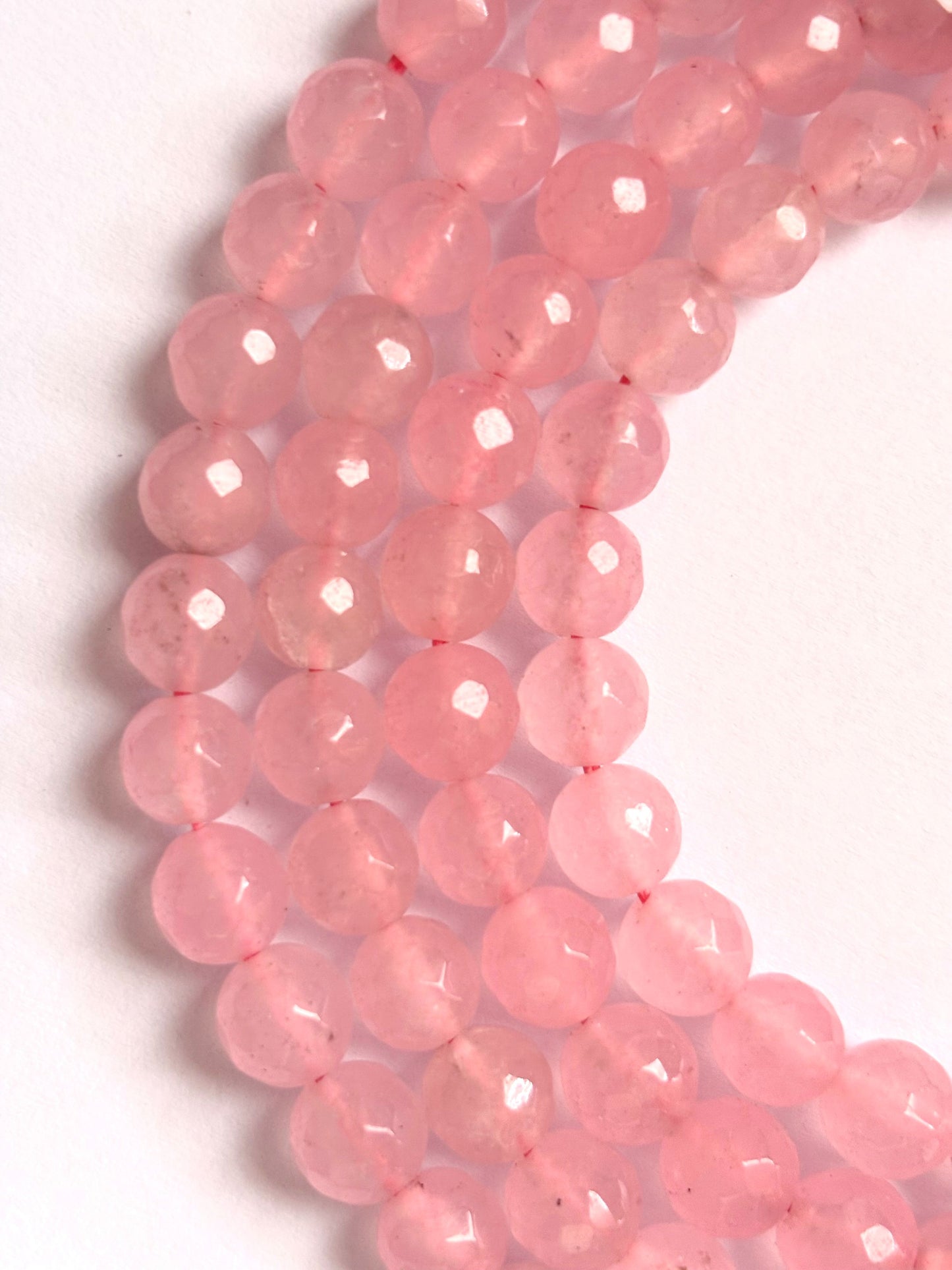 Light Pink Rose Quartz Faceted Round Beads for Jewelry Making