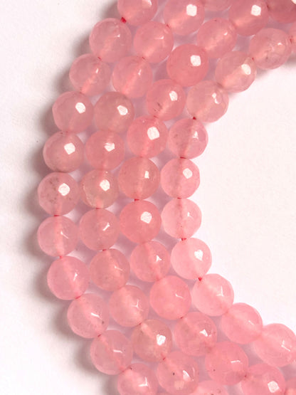 Light Pink Rose Quartz Faceted Round Beads for Jewelry Making
