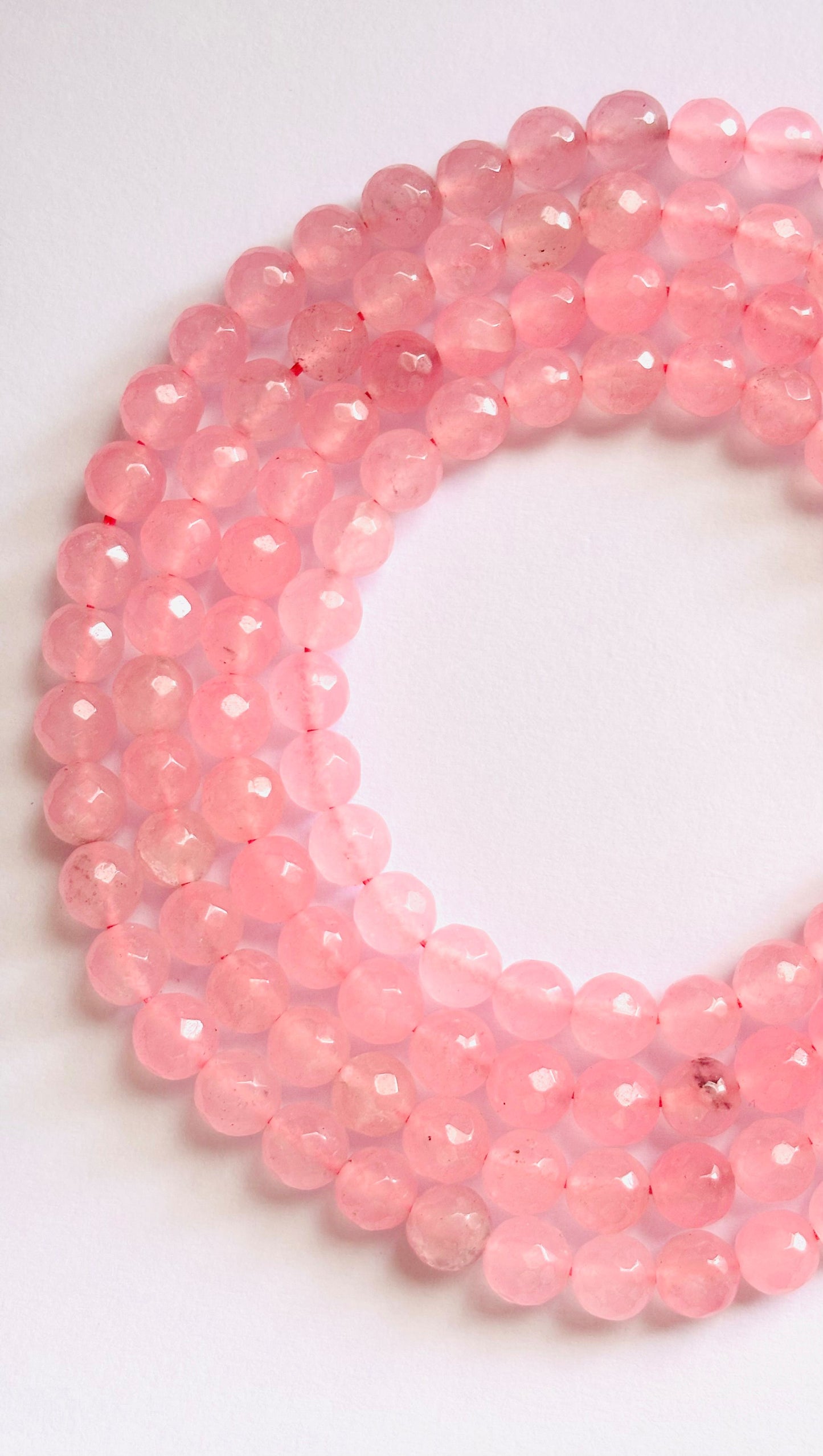 Light Pink Rose Quartz Faceted Round Beads for Jewelry Making