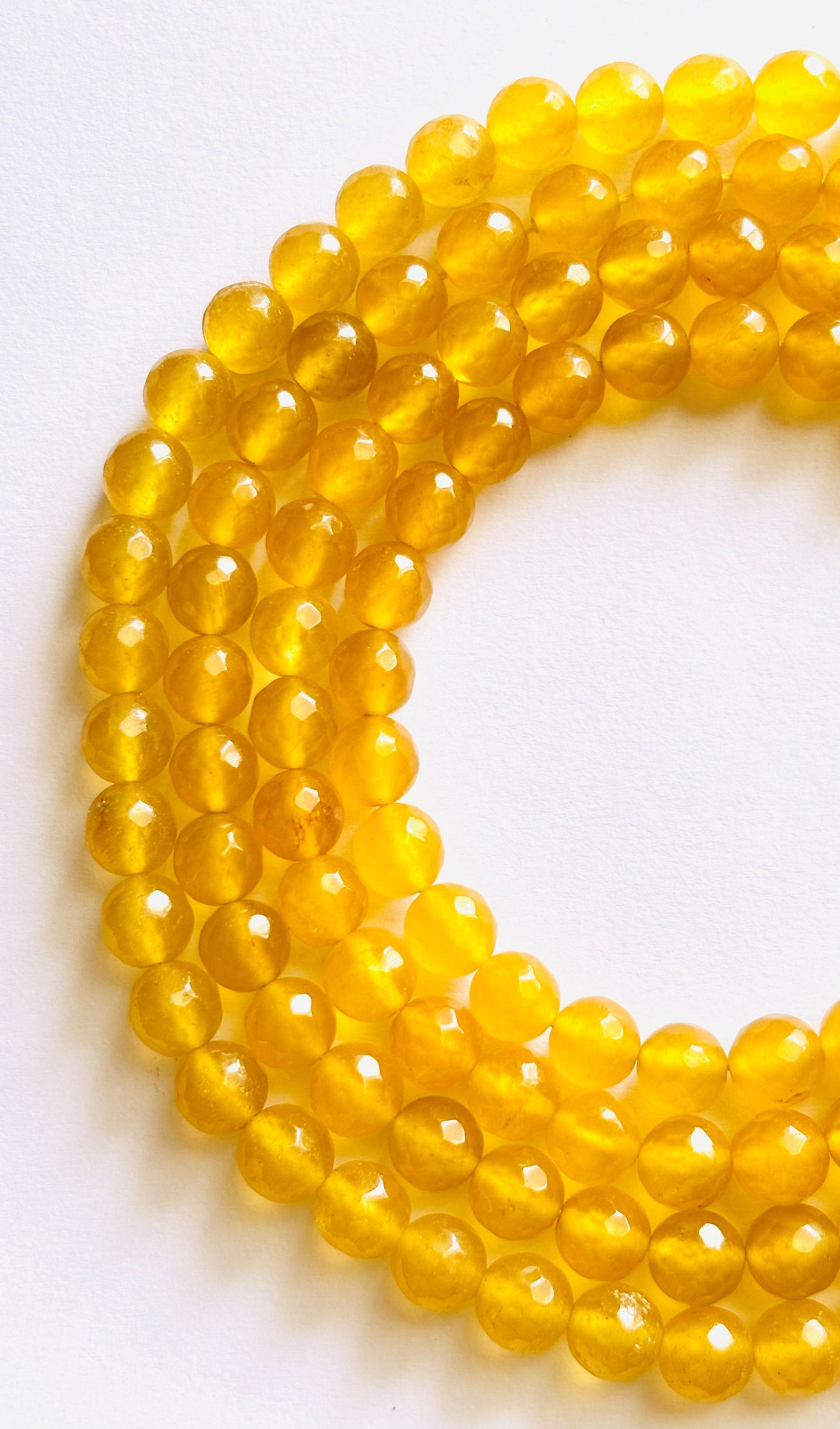 Yellow Jade Faceted Round Beads for Jewelry Making
