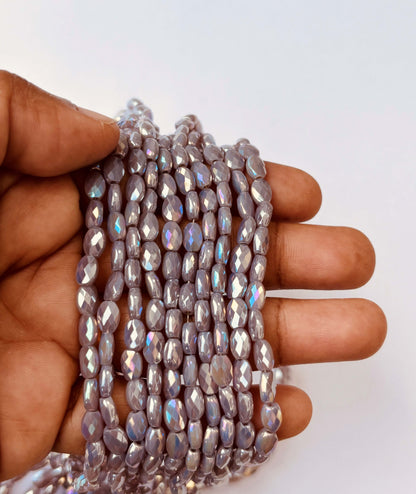 Iridescent Brown Grey AB Faceted Oval Glass Beads for Jewelry Making