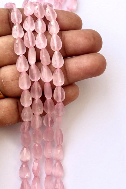 Pink Agate Faceted Teardrop Beads  for Jewelry Making