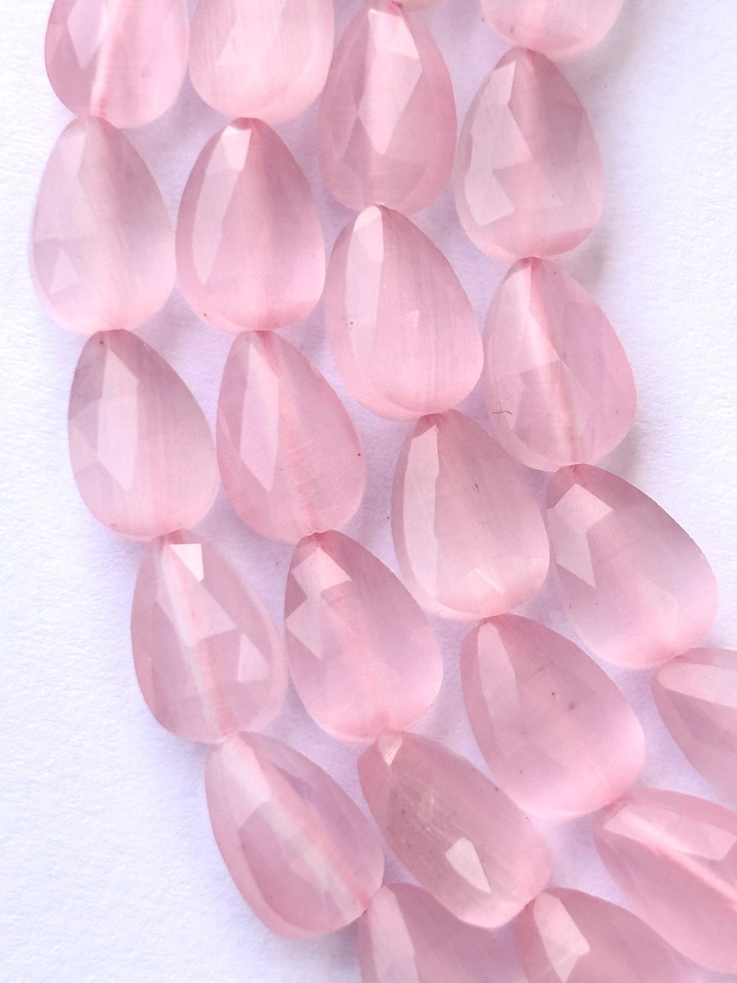 Pink Agate Faceted Teardrop Beads  for Jewelry Making