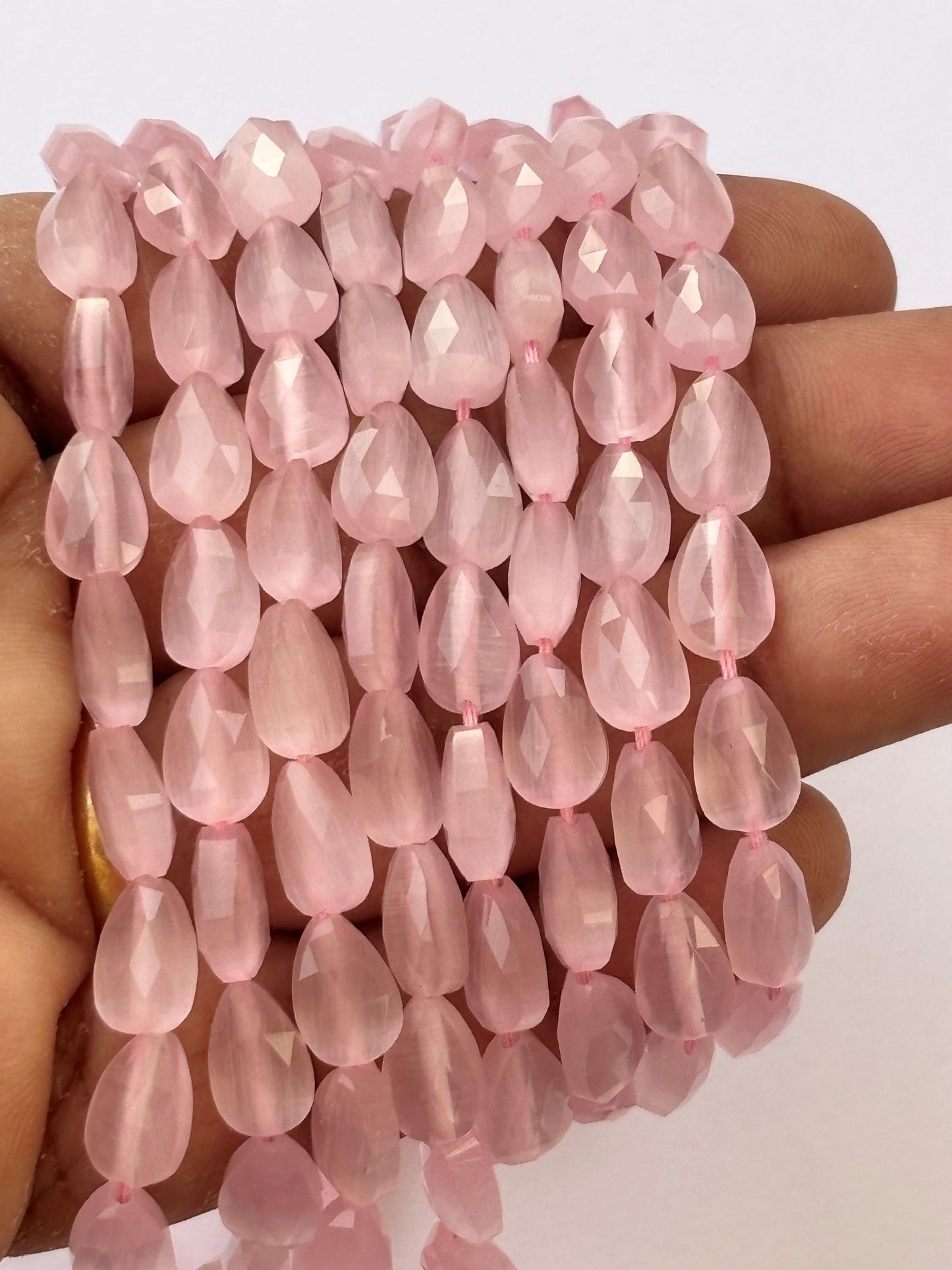 Pink Agate Faceted Teardrop Beads  for Jewelry Making
