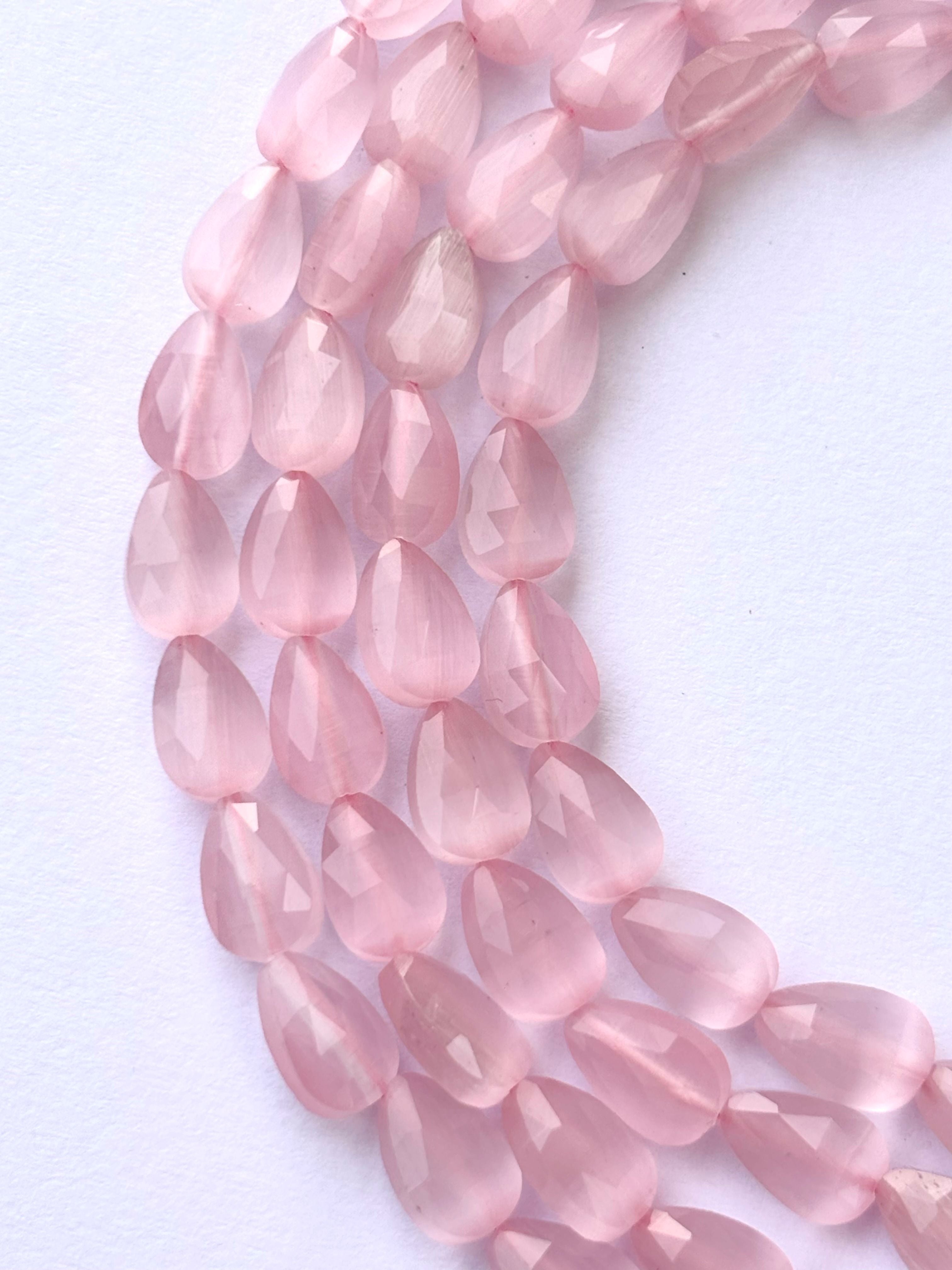 Pink Agate Faceted Teardrop Beads  for Jewelry Making