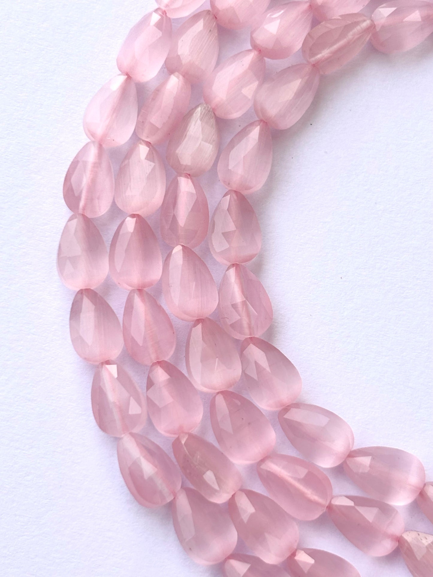 Pink Agate Faceted Teardrop Beads  for Jewelry Making