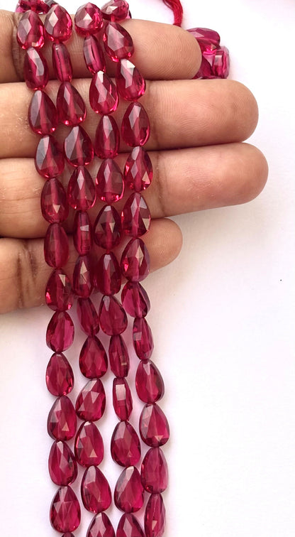 Faceted Raspberry Pink Agate Teardrop Beads for Jewelry Making