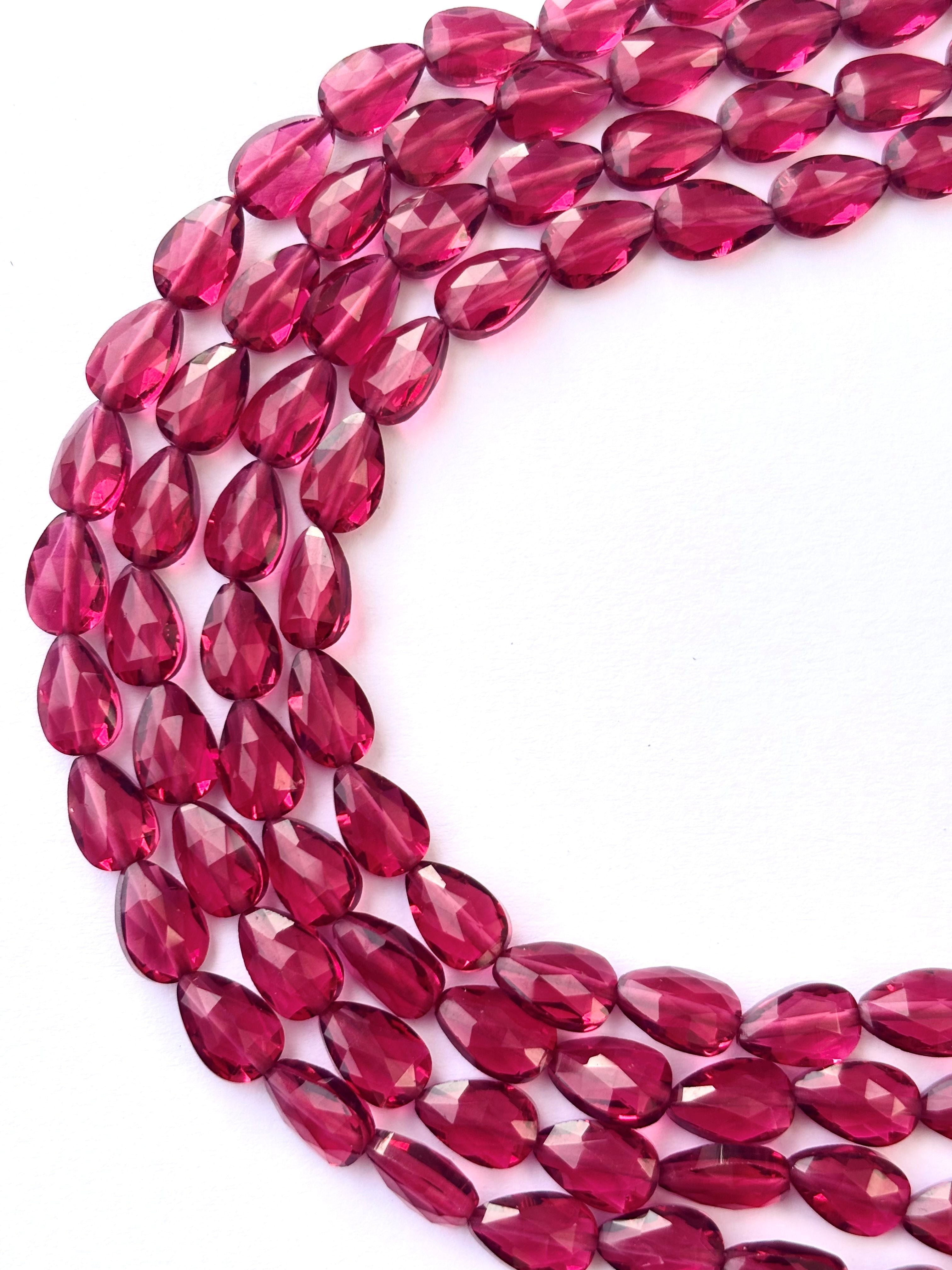 Faceted Raspberry Pink Agate Teardrop Beads for Jewelry Making