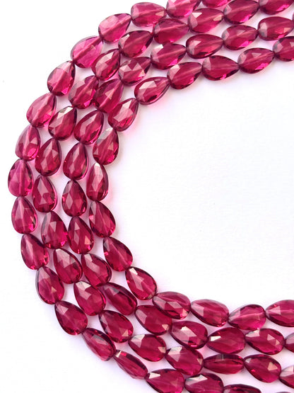 Faceted Raspberry Pink Agate Teardrop Beads for Jewelry Making