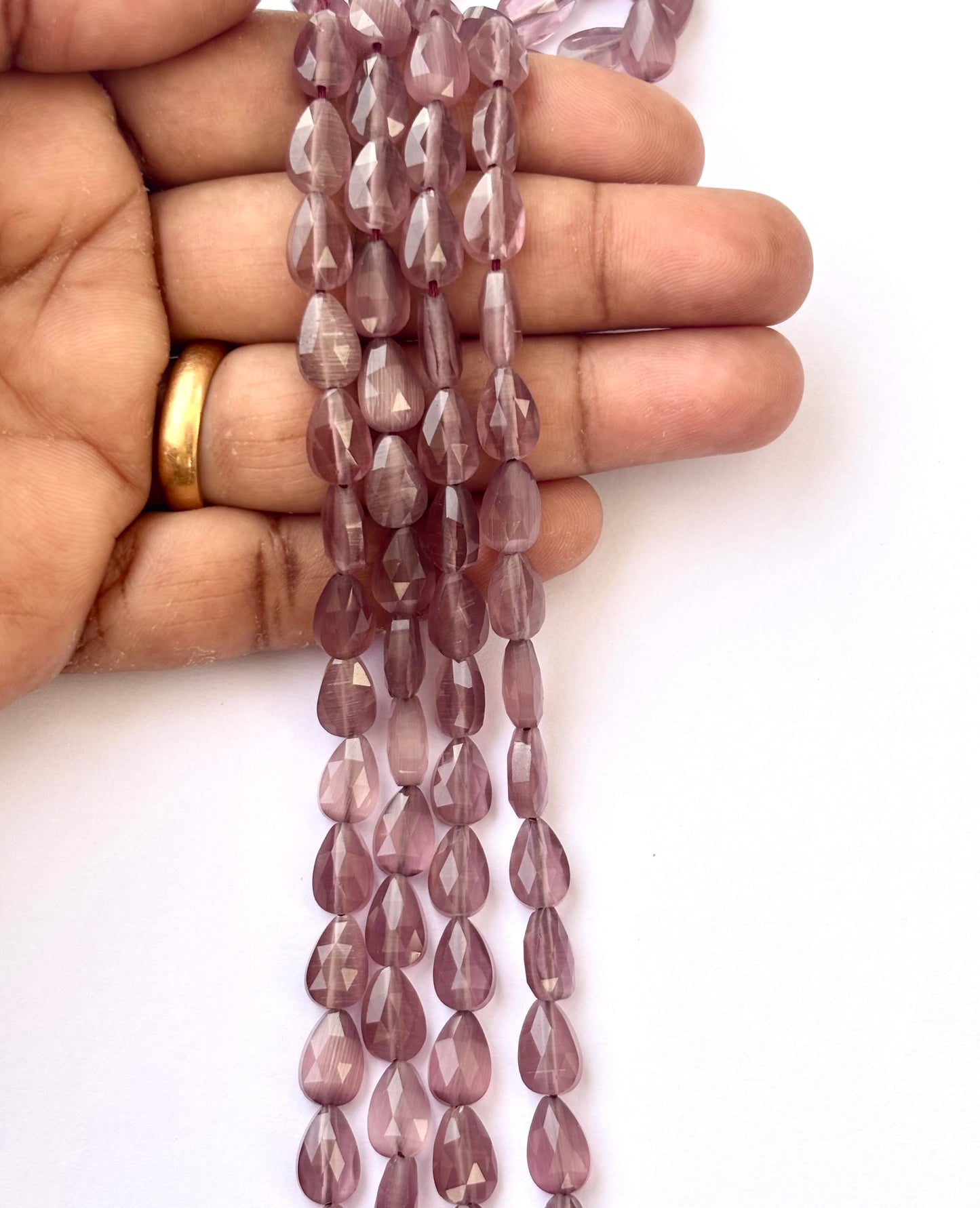 Faceted Plum Agate Teardrop Beads for Jewelry Making