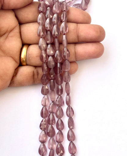 Faceted Plum Agate Teardrop Beads for Jewelry Making