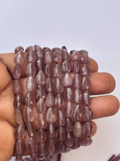 Faceted Plum Agate Teardrop Beads for Jewelry Making