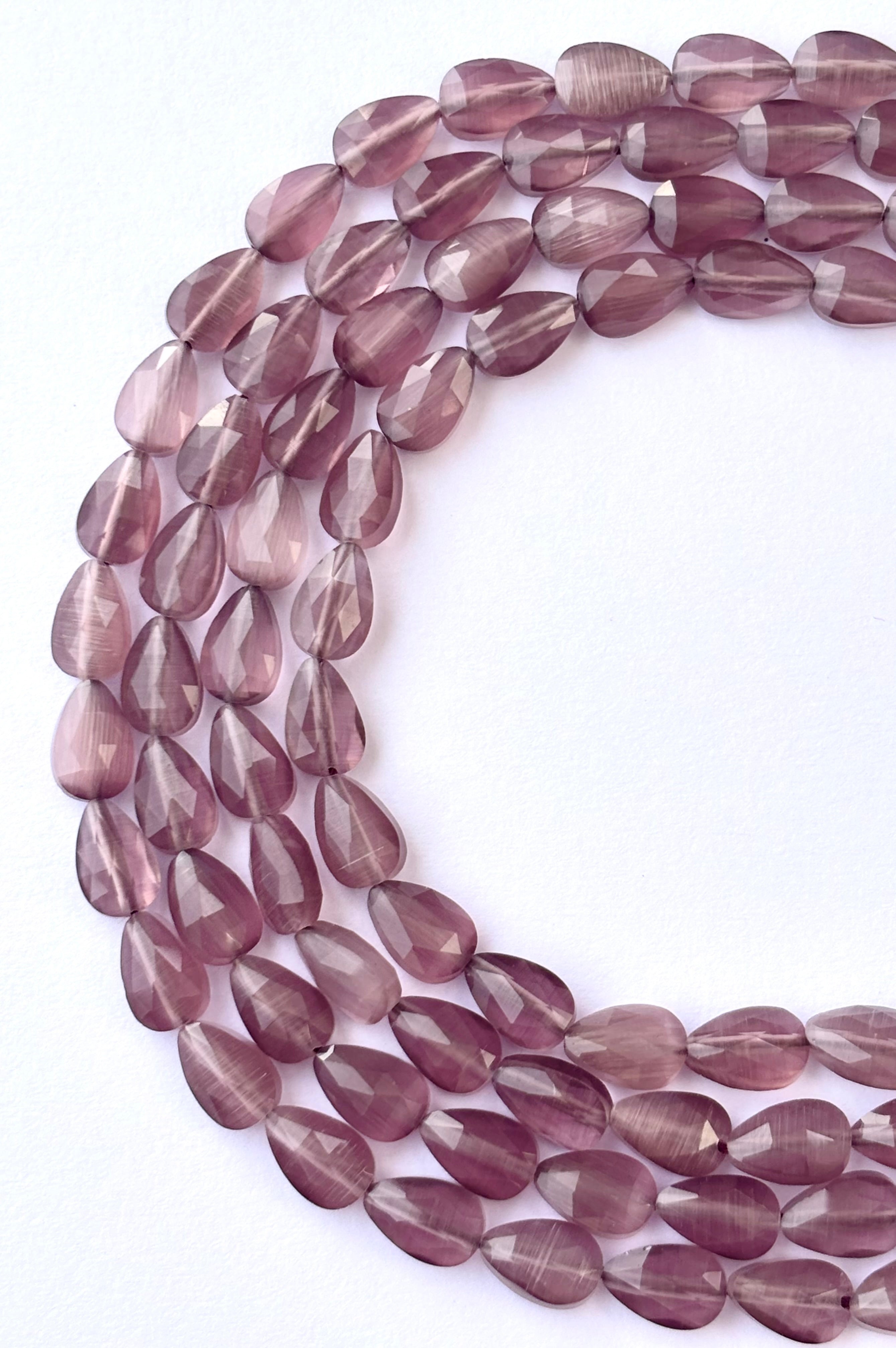 Faceted Plum Agate Teardrop Beads for Jewelry Making