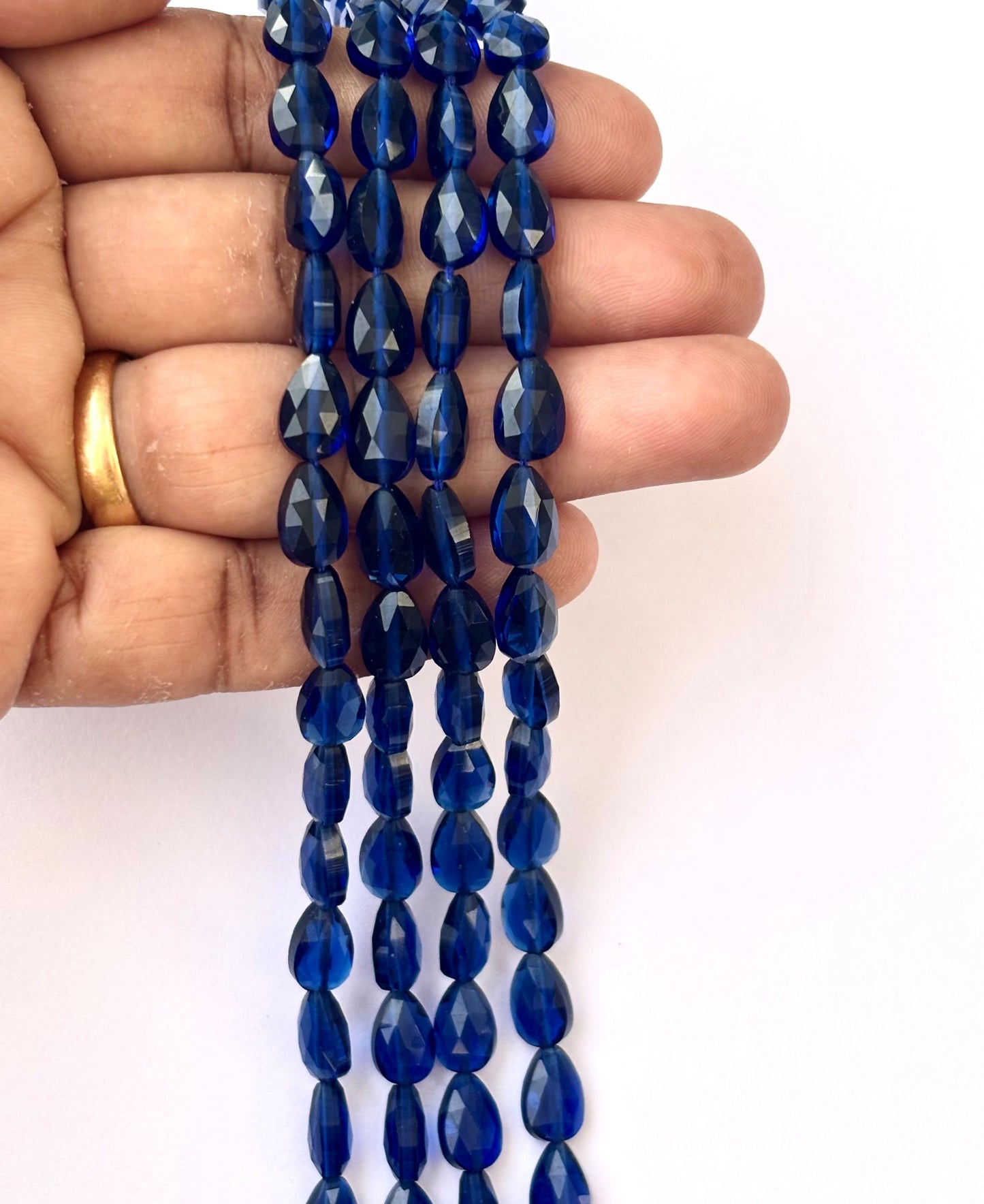 Faceted Deep Blue Agate Teardrop Beads for Jewelry Making