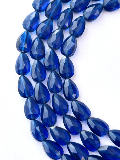 Faceted Deep Blue Agate Teardrop Beads for Jewelry Making