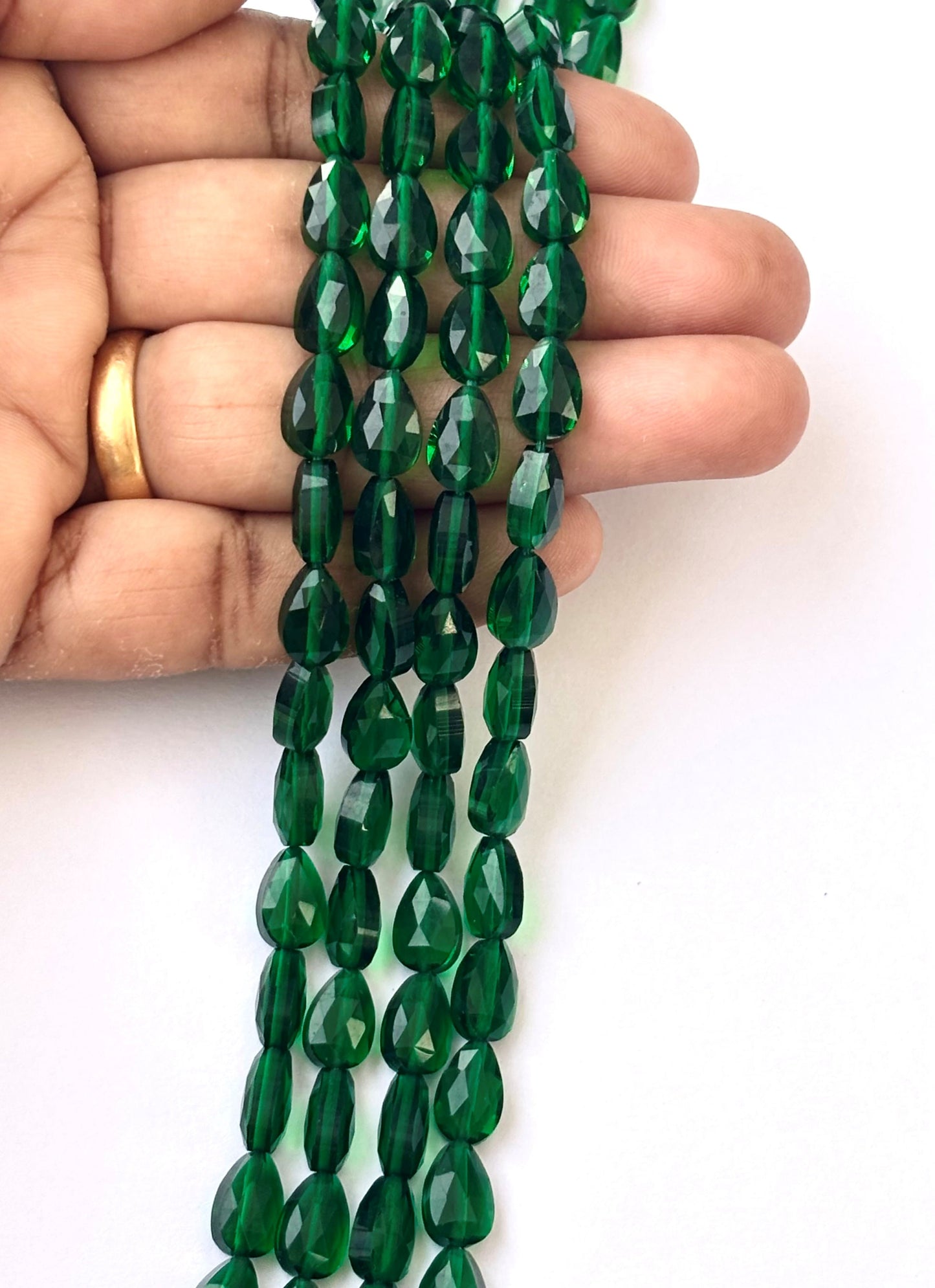 Faceted Deep Green Agate Teardrop Beads for Jewelry Making