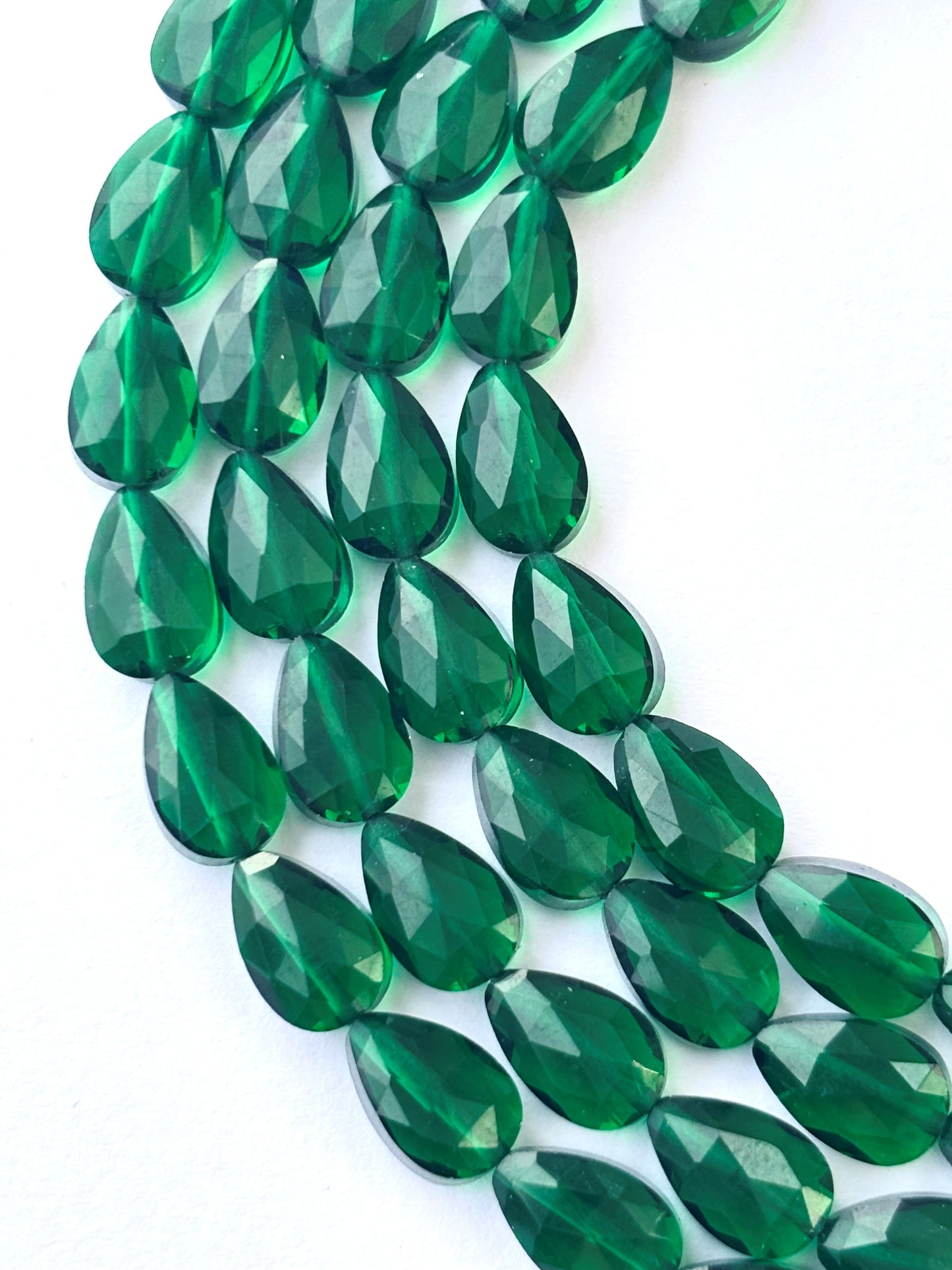 Faceted Deep Green Agate Teardrop Beads for Jewelry Making
