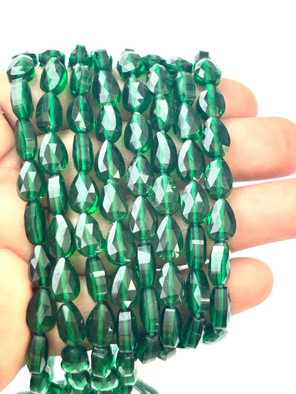 Faceted Deep Green Agate Teardrop Beads for Jewelry Making