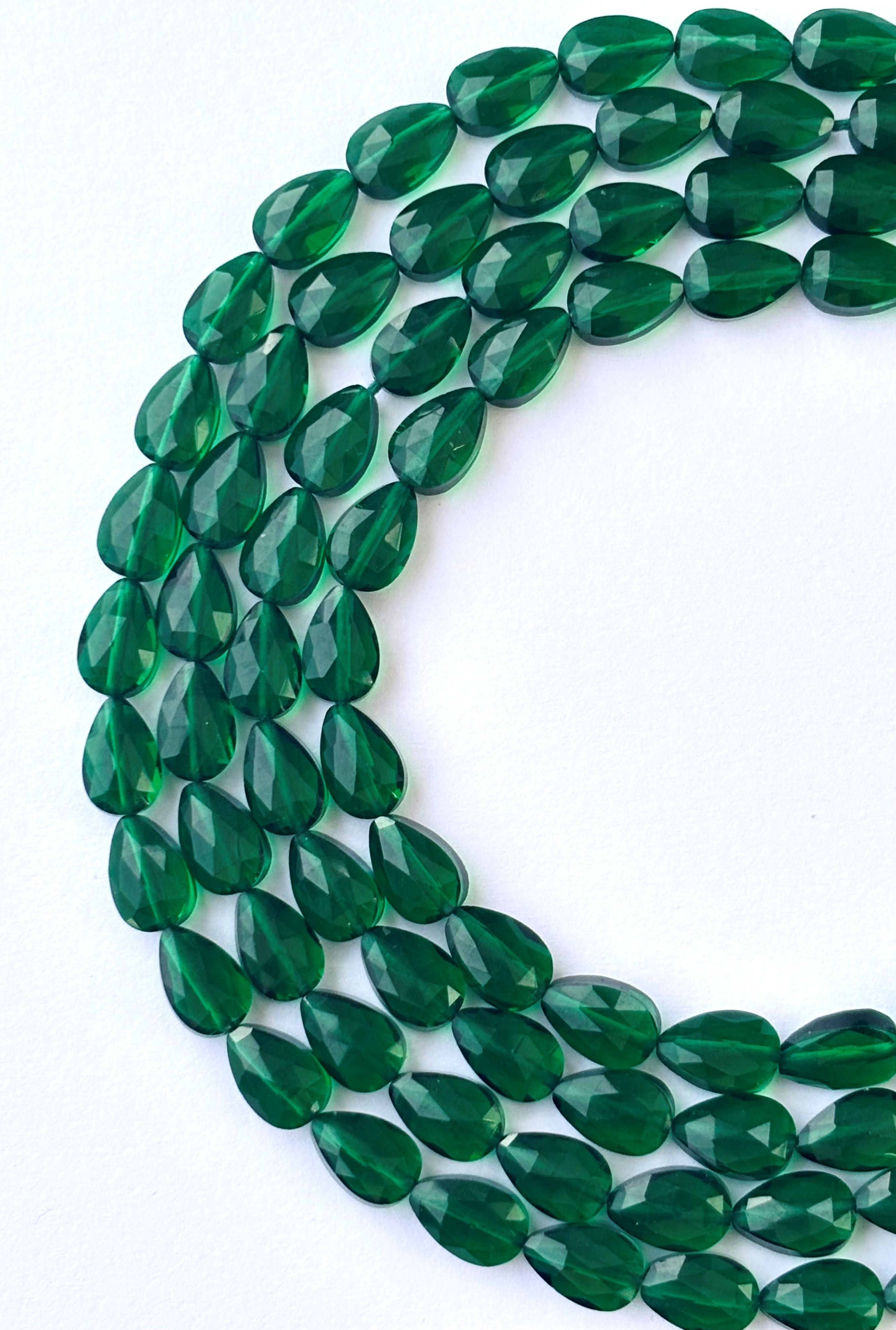 Faceted Deep Green Agate Teardrop Beads for Jewelry Making