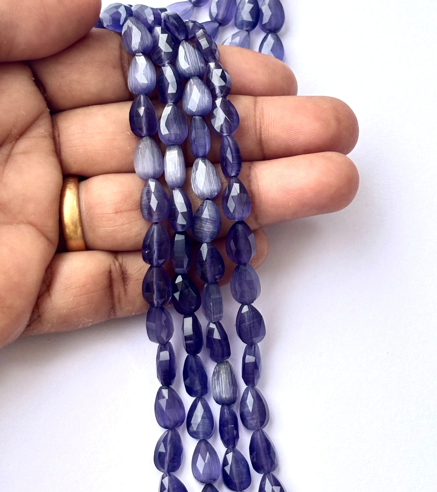 Faceted Deep Purple Agate Teardrop Beads for Jewelry Making