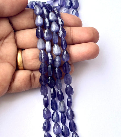 Faceted Deep Purple Agate Teardrop Beads for Jewelry Making