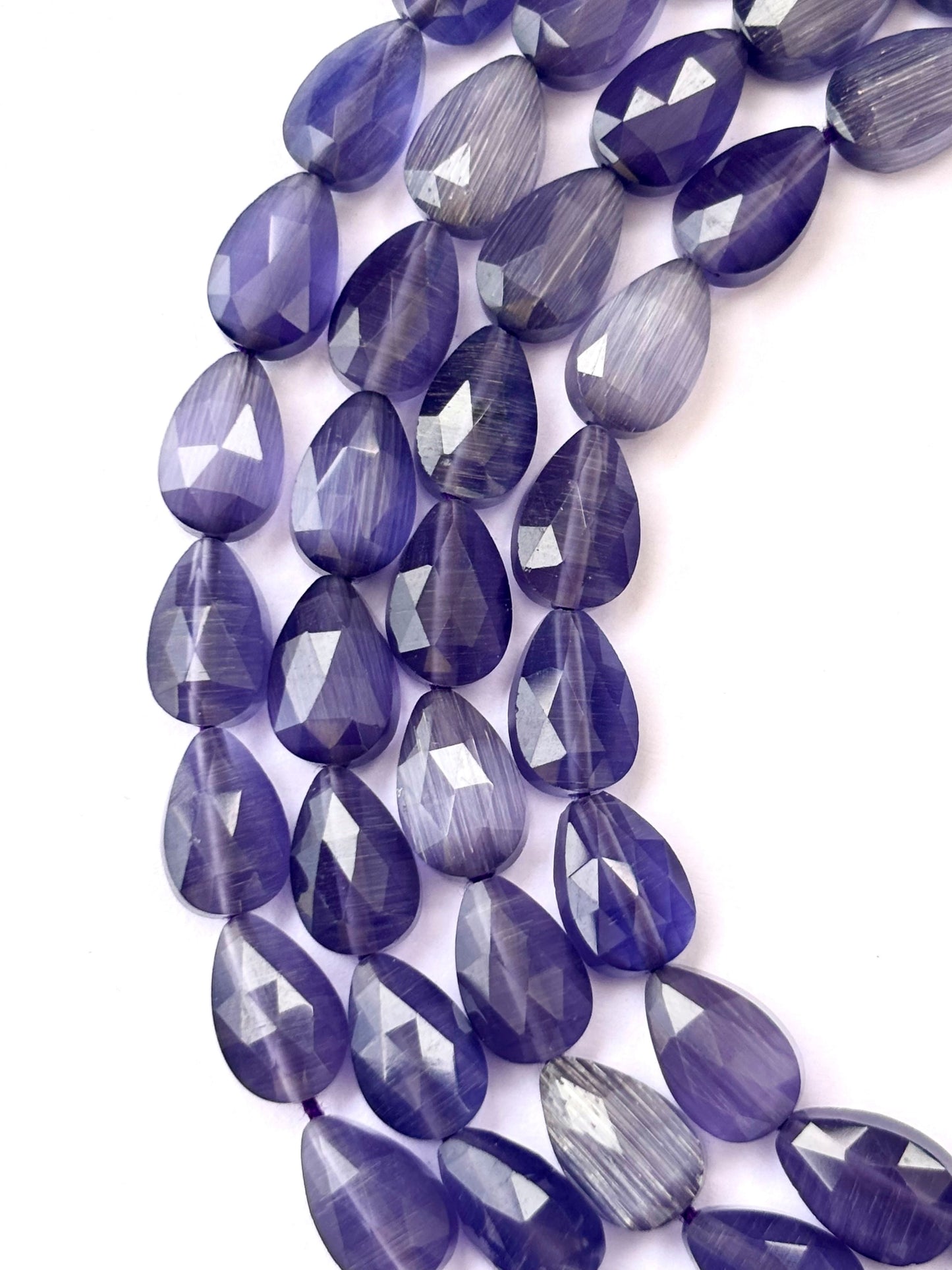 Faceted Deep Purple Agate Teardrop Beads for Jewelry Making