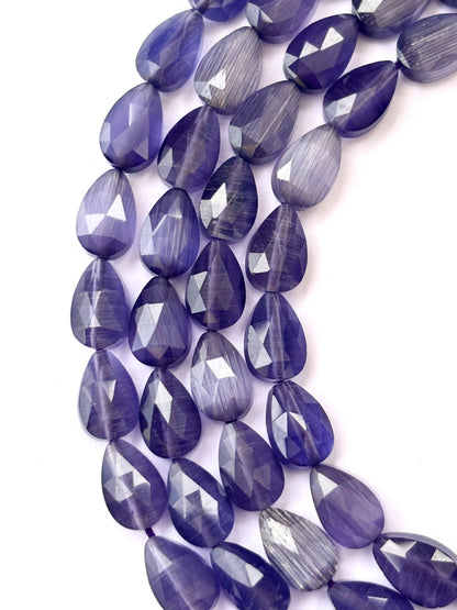 Faceted Deep Purple Agate Teardrop Beads for Jewelry Making