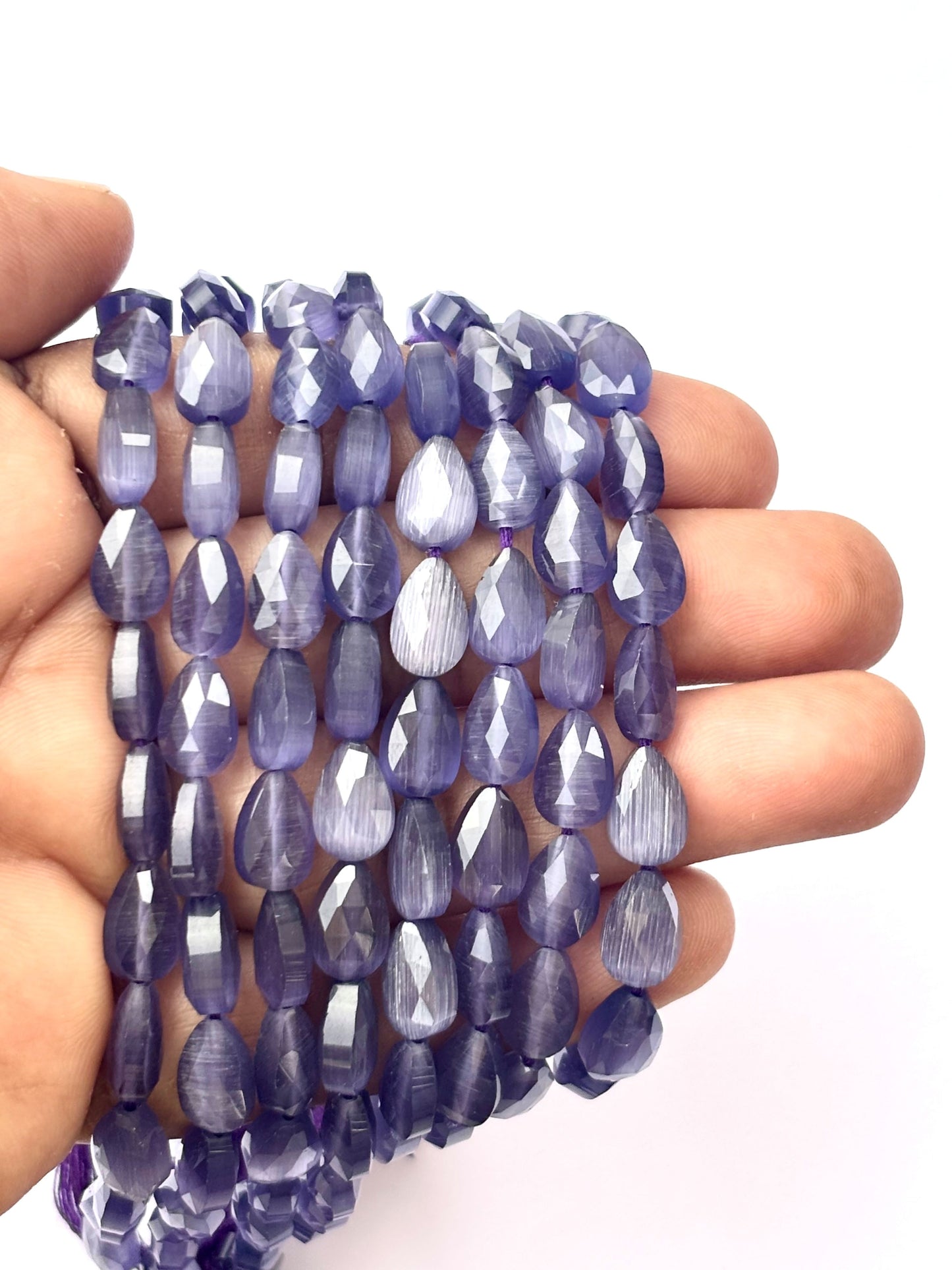 Faceted Deep Purple Agate Teardrop Beads for Jewelry Making