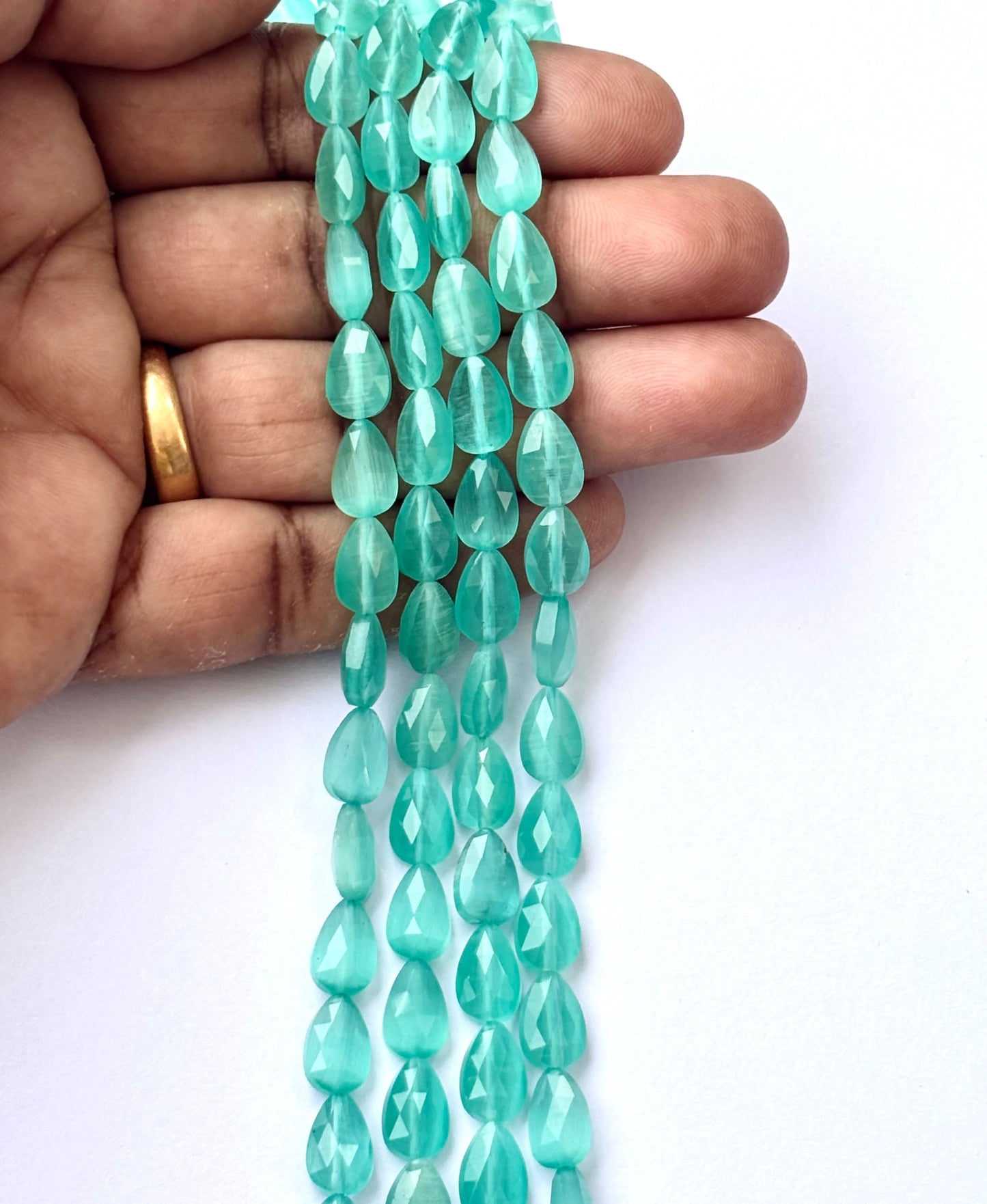 Faceted Teal Blue Agate Teardrop Beads for Jewelry Making